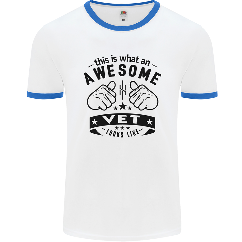 Awesome Vet Looks Like Veterinarian Mens White Ringer T-Shirt White/Royal Blue