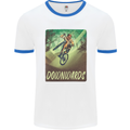 Downhill Mountain Biking DH Cycling Bicycle Mens Ringer T-Shirt White/Royal Blue