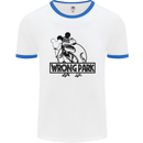 Wrong Park Funny T-Rex Dinosaur Jurrasic Mens White Ringer T-Shirt White/Royal Blue