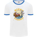 Funny Chickens Merry Cluckmas Mens White Ringer T-Shirt White/Royal Blue