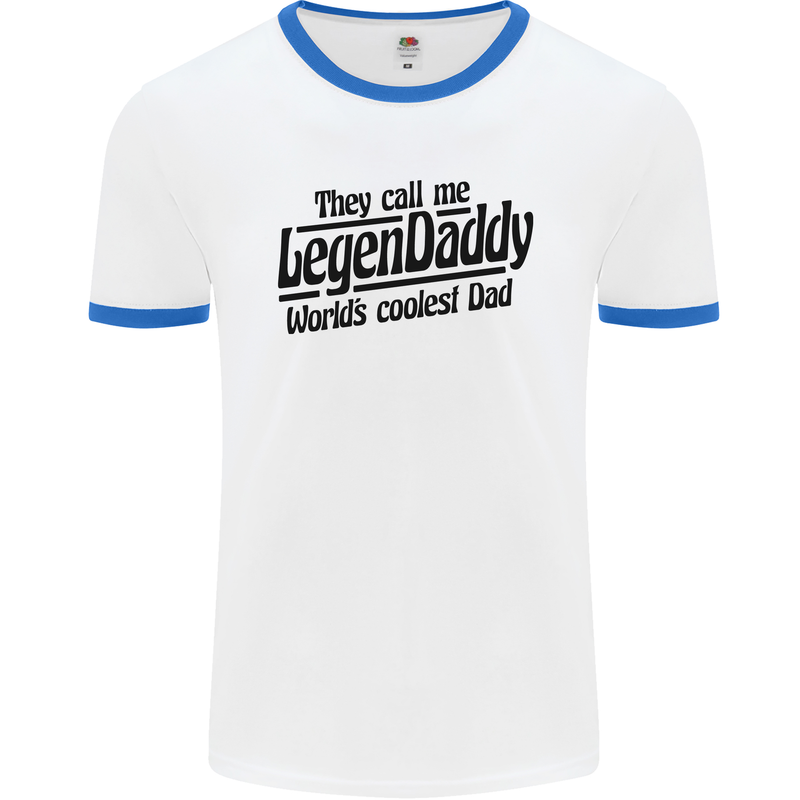 Legendaddy Funny Father's Day Daddy Mens White Ringer T-Shirt White/Royal Blue