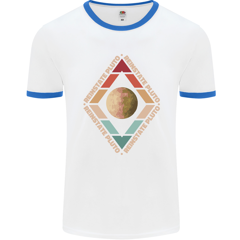 Reinstate Pluto Funny Astronomy Mens Ringer T-Shirt White/Royal Blue
