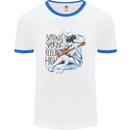 Sitting Smoking Weed Feeling High Cannabis Mens Ringer T-Shirt White/Royal Blue