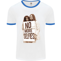 No More Selfies Funny Camer Photography Mens White Ringer T-Shirt White/Royal Blue