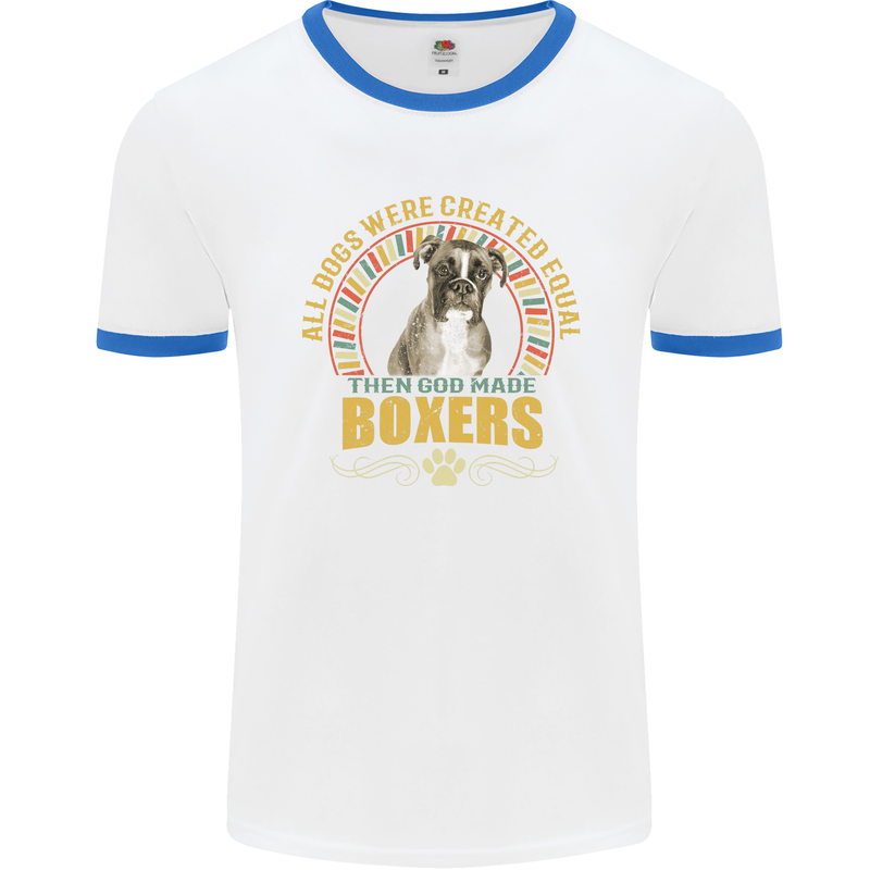 A Boxer Dog Mens Ringer T-Shirt White/Royal Blue