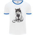 I Love Cats Cute Kitten Mens White Ringer T-Shirt White/Royal Blue