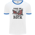 Come on Dude Let's Rock Trainers Mens White Ringer T-Shirt White/Royal Blue