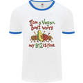 I'm a Vegan My b12 Is Fine Funny Mens White Ringer T-Shirt White/Royal Blue