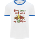 I'm a Vegan My b12 Is Fine Funny Mens White Ringer T-Shirt White/Royal Blue