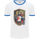 Knights Templar England St Georges Day Mens White Ringer T-Shirt White/Royal Blue