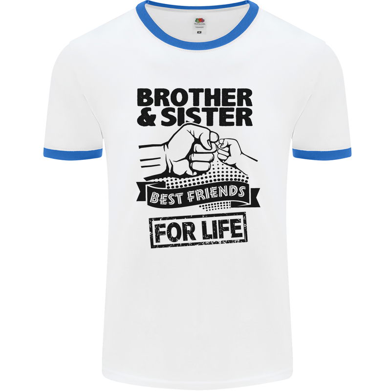 Brother & Sister Best Friends Siblings Mens White Ringer T-Shirt White/Royal Blue