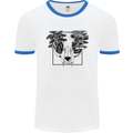 Mushroom Alien Skull Mens White Ringer T-Shirt White/Royal Blue