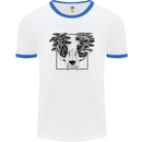 Mushroom Alien Skull Mens White Ringer T-Shirt White/Royal Blue
