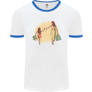 Mum and Daughter Shopping Mens White Ringer T-Shirt White/Royal Blue