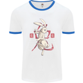 Chinese Zodiac Shengxiao Year of the Rabbit Mens White Ringer T-Shirt White/Royal Blue