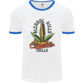 Alcohol Kills Cannabis Chills Weed Drugs Mens White Ringer T-Shirt White/Royal Blue