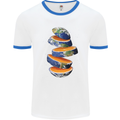 Our Orange Planet Earth Mens White Ringer T-Shirt White/Royal Blue