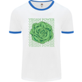 Vegan Power Mens White Ringer T-Shirt White/Royal Blue