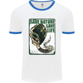 Save Nature Environment Climate Change Life Mens White Ringer T-Shirt White/Royal Blue