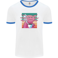 Grumpy Axolotl With Coffee Mens White Ringer T-Shirt White/Royal Blue