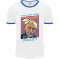 Ghandi Parody Gangsta Rap Music Hip Hop Mens White Ringer T-Shirt White/Royal Blue