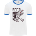 Good Morning Mummy Coffee Halloween Mens White Ringer T-Shirt White/Royal Blue