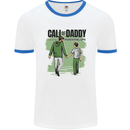 Call of Daddy Funny Parody Father's Day Dad Mens White Ringer T-Shirt White/Royal Blue