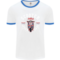 Legendary British Scooter Motorcycle MOD Mens White Ringer T-Shirt White/Royal Blue