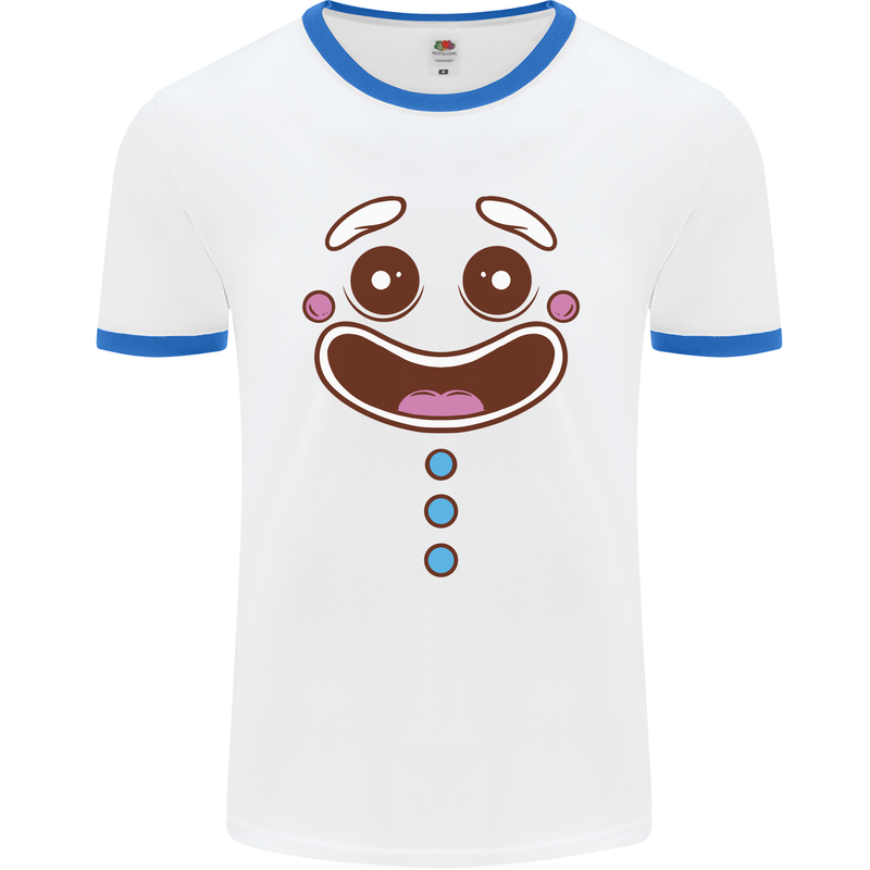 A GingerBread Man Mens White Ringer T-Shirt White/Royal Blue