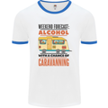 Funny Alcohol Caravanning Caravan Beer Mens White Ringer T-Shirt White/Royal Blue