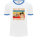 Best Cat Dad Ever Funny Father's Day Mens White Ringer T-Shirt White/Royal Blue