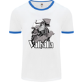 To Valhalla Viking Warrior Odin Mens Ringer T-Shirt White/Royal Blue