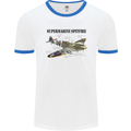 Supermarine Spitfire Infopic Mens White Ringer T-Shirt White/Royal Blue