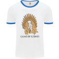 Game of Scones Funny Movie Parody GOT Mens White Ringer T-Shirt White/Royal Blue