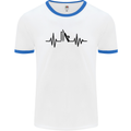 Cricket Pulse Cricketer Cricketing ECG Mens White Ringer T-Shirt White/Royal Blue