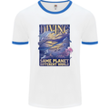 Diver Same Planet Different World Mens White Ringer T-Shirt White/Royal Blue