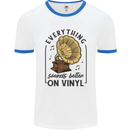 Music Sounds Better on Vinyl Records DJ Mens Ringer T-Shirt White/Royal Blue
