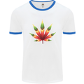 Cannabis Leaf Weed Drugs Marijuana Weed Mens White Ringer T-Shirt White/Royal Blue