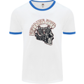 Gasoline Soul Biker Skull Motorbike Chopper Mens White Ringer T-Shirt White/Royal Blue