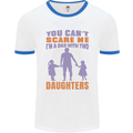 Dad With Two Daughters Funny Fathers Day Mens Ringer T-Shirt White/Royal Blue