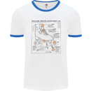 Roller Skating Boot Blueprint Mens Ringer T-Shirt White/Royal Blue