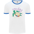 LGBT Turtle Gay Pride Day Awareness Mens White Ringer T-Shirt White/Royal Blue