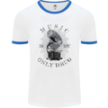 Music Is My Only Drug Funny DJ Vinyl Decks Mens White Ringer T-Shirt White/Royal Blue