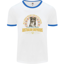An Australian Shepherd Dog Mens Ringer T-Shirt White/Royal Blue