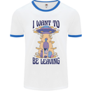 Alien UFO I Want to Be Leaving Mens White Ringer T-Shirt White/Royal Blue
