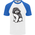 Harlequin Poodle Sketch Mens S/S Baseball T-Shirt White/Royal Blue