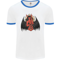 Devil Woman Guitar Death Heavy Metal Rock Mens White Ringer T-Shirt White/Royal Blue