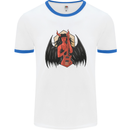 Devil Woman Guitar Death Heavy Metal Rock Mens White Ringer T-Shirt White/Royal Blue