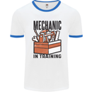 Mechanic in Training Funny Mens White Ringer T-Shirt White/Royal Blue