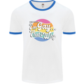 Proud To Be Gay LGBT Pride Awareness Mens White Ringer T-Shirt White/Royal Blue